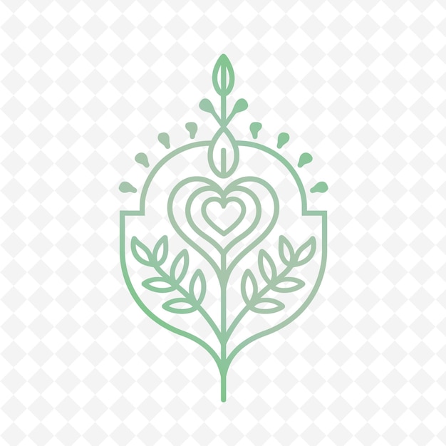 PSD cumin seed symbol logo with decorative border and heart on s nature herb vector design collections