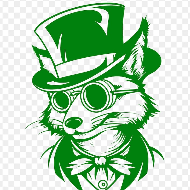 PSD cunning fox animal mascot logo with top hat and monocle desi psd vector tshirt tattoo ink art