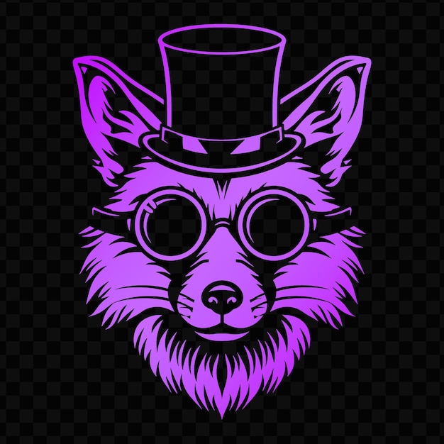 PSD cunning fox animal mascot logo with top hat and monocle desi psd vector tshirt tattoo ink art