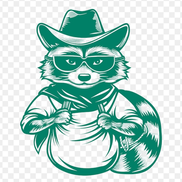 PSD cunning raccoon animal mascot logo with bandit mask and bag psd vector tshirt tattoo ink art