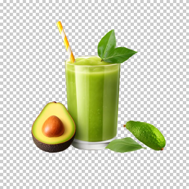 PSD a cup of avocado juice with slices avocado on transparent background