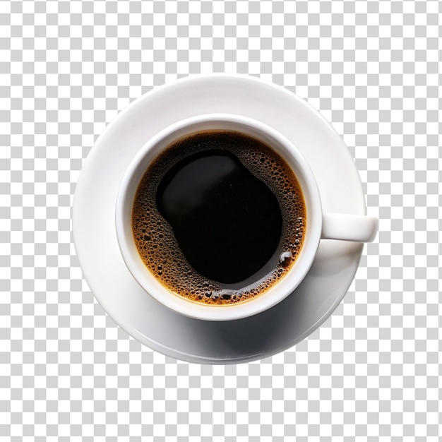 PSD cup of black coffee isolated on transparent background top view