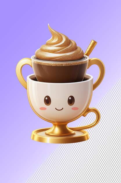 PSD a cup of chocolate ice cream with a face on it