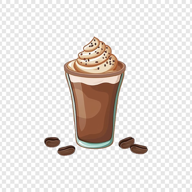 スプーンとコーヒー豆のチョコレートアイスクリームのカップ