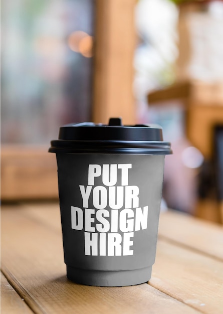 PSD cup in the coffee shop mockup