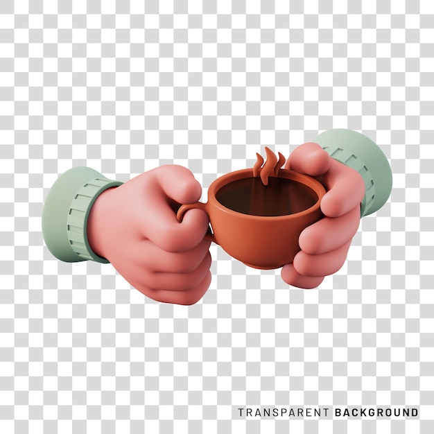 cup of coffee with beans 3d rendering