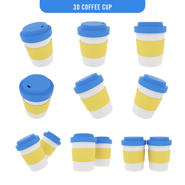 PSD a cup of coffee with a blue and yellow cup