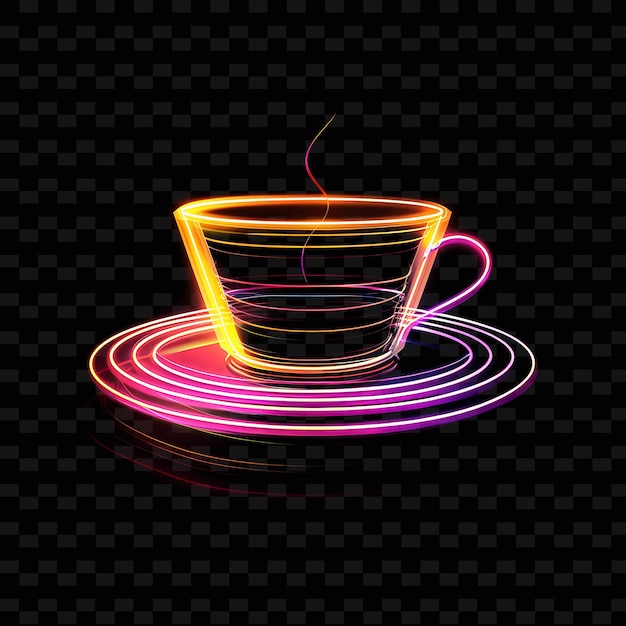 PSD a cup of coffee with a colorful light on it