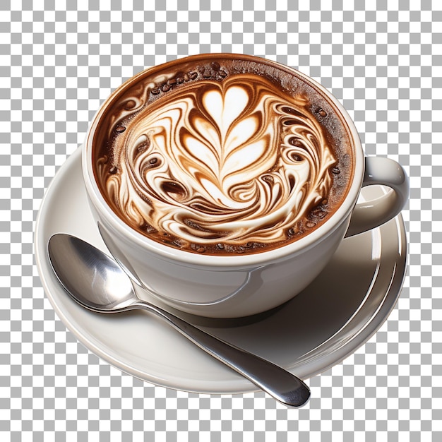 PSD a cup of coffee with a design on the top of it
