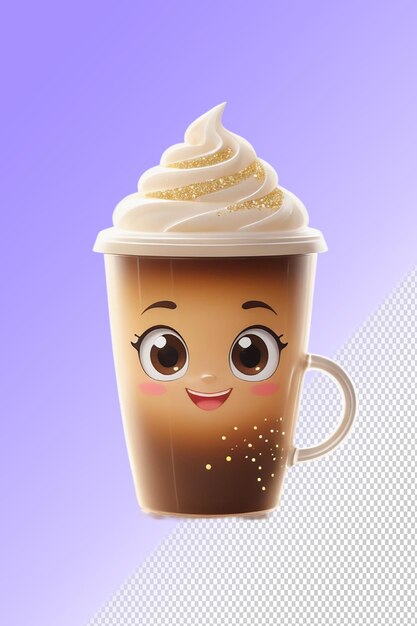 PSD a cup of coffee with a face on it that says quot milk quot