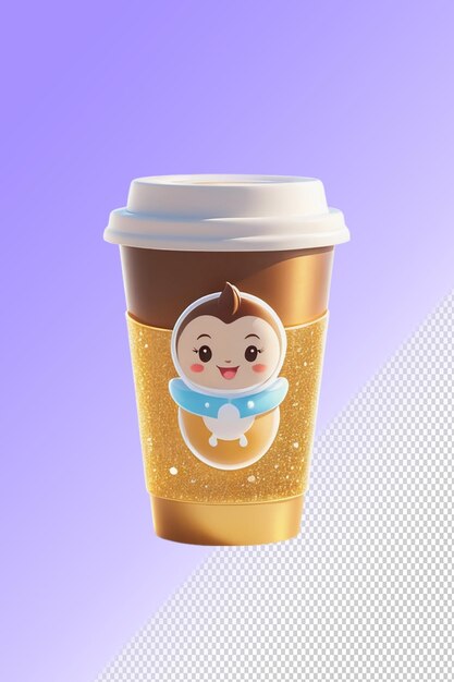 PSD a cup of coffee with a face on it