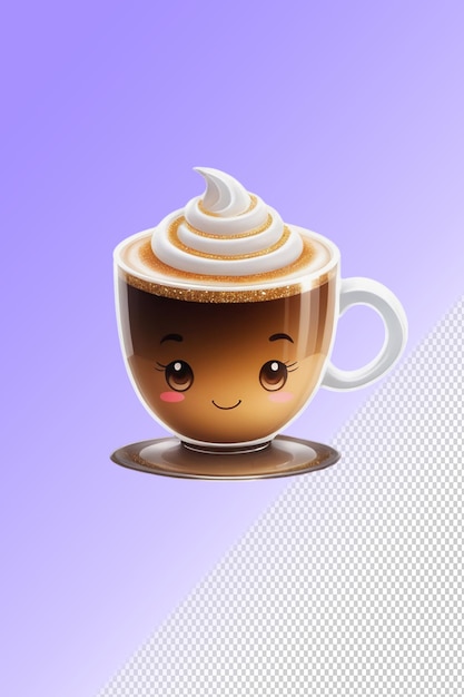 PSD a cup of coffee with a face on it