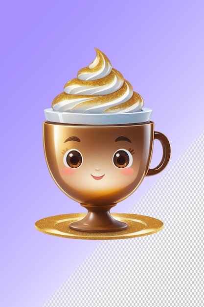 PSD a cup of coffee with a face on it