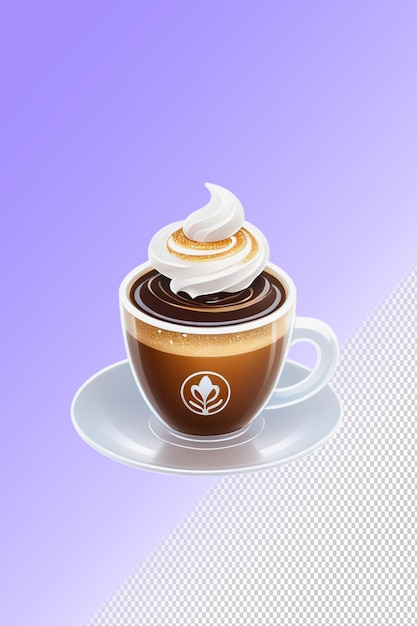 PSD a cup of coffee with whipped cream on top of it