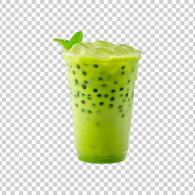PSD una tazza di bevanda o succo verde su uno sfondo trasparente