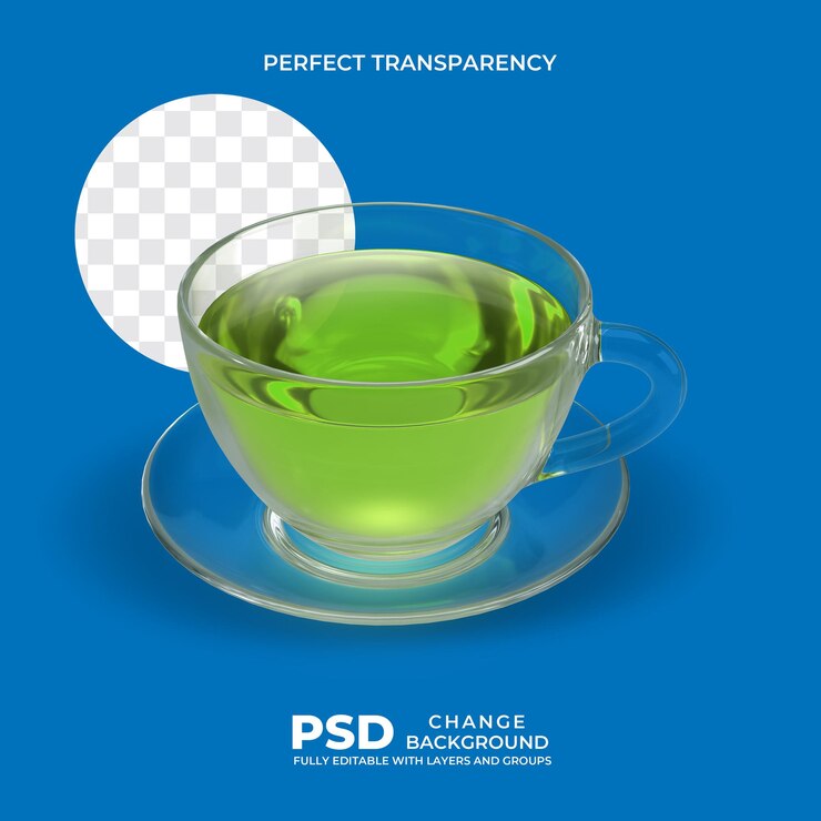 PSD 一杯透明背景的绿茶