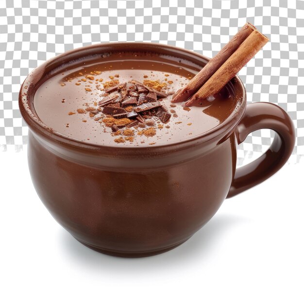 PSD a cup of hot chocolate with cinnamon sticks in it and a brown cup with a spoon in it