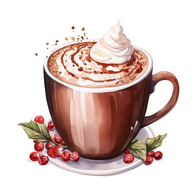 PSD cup of hot chocolate with whipped cream