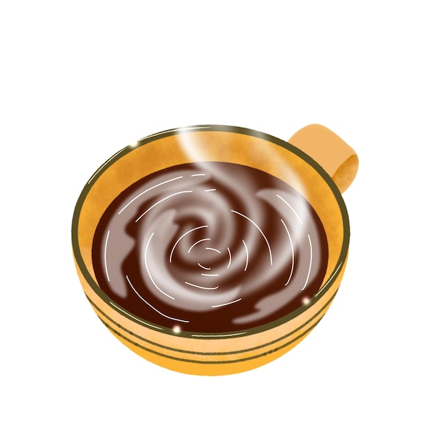 PSD a cup of hot coffee with a swirl of chocolate on it