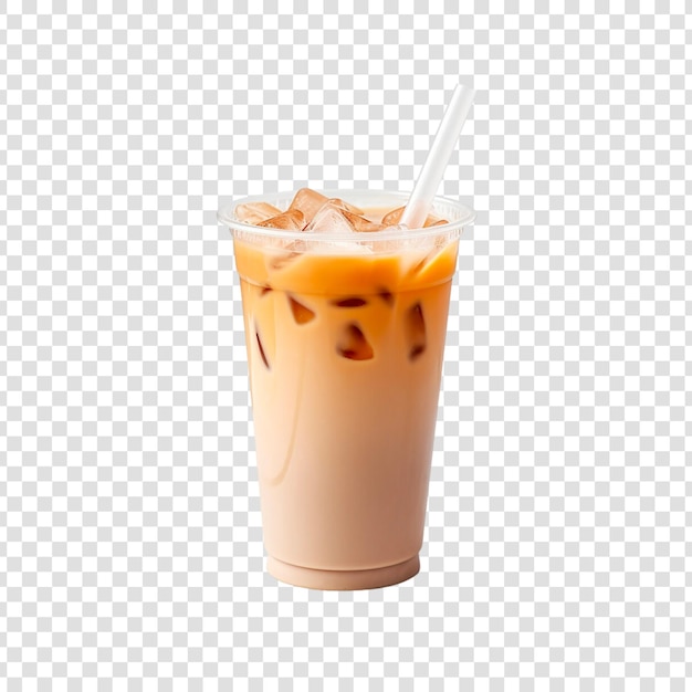 A cup of iced coffee with ice cream and a chocolate iced drink on a transparent background