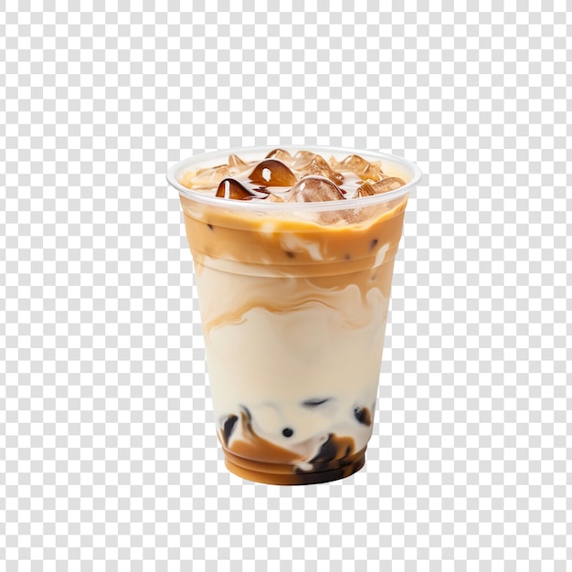 PSD a cup of iced coffee with ice cream and a chocolate iced drink on a transparent background