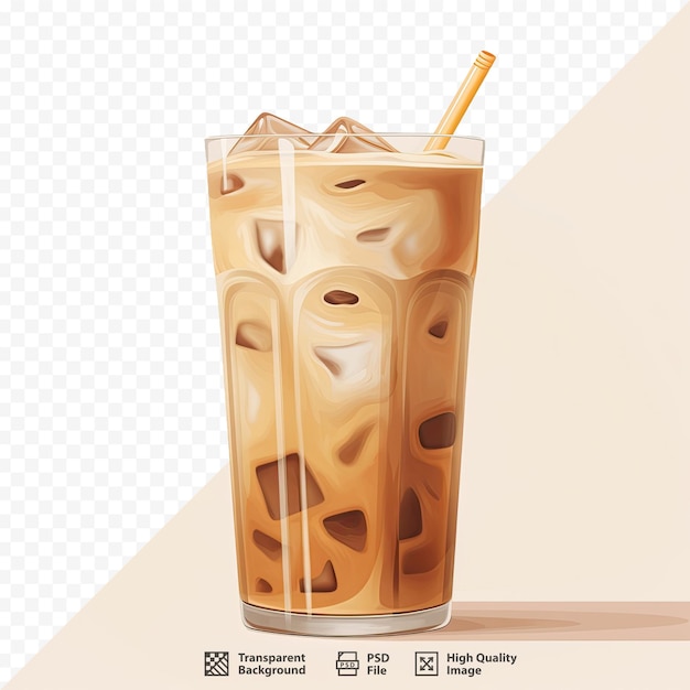 PSD a cup of iced coffee with a straw in it.