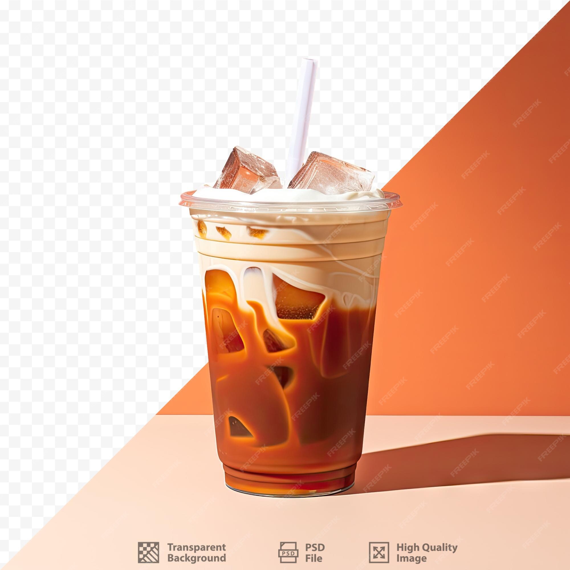 Premium Vector  A cup of iced coffee with a straw in it