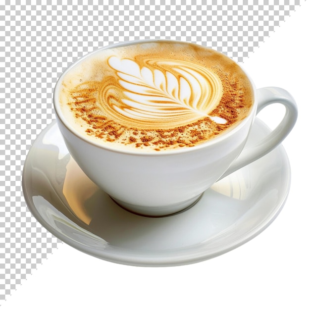 PSD coppa di chicchi di caffè latte in sacco di caffè pecan isolato su uno sfondo trasparente