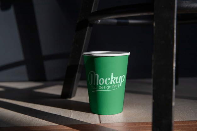 Cup mockup in public space