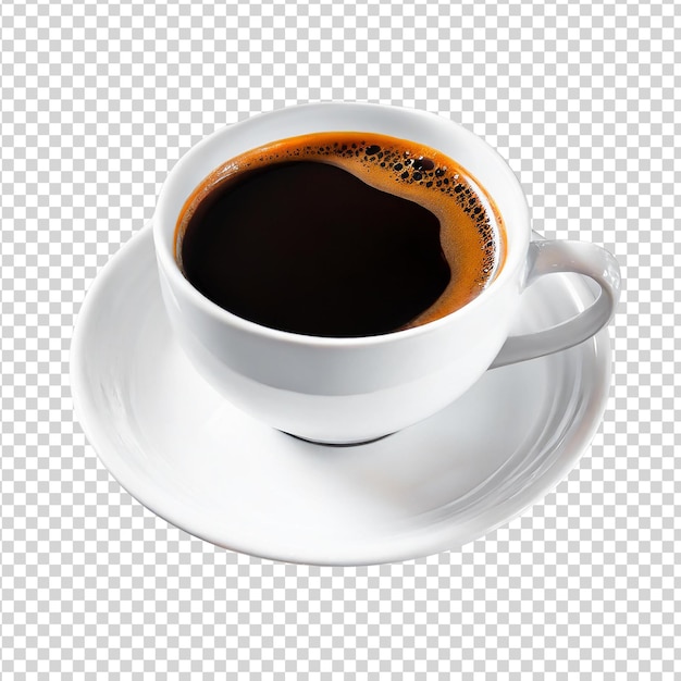 Чашка черного кофе на прозрачном фоне