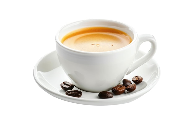PSD コーヒー 豆 を 含む 皿 に 置か れ た コーヒーの 杯 典型 的 な 朝 の 飲み物
