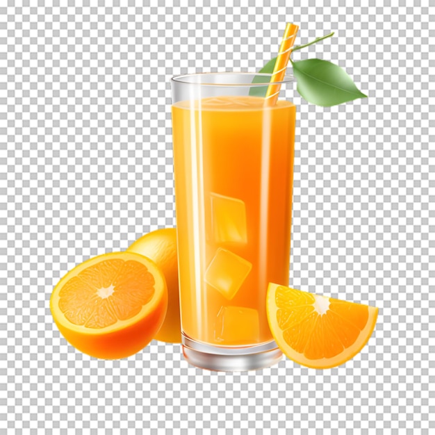 PSD a cup of orange juice with slices orange on transparent background