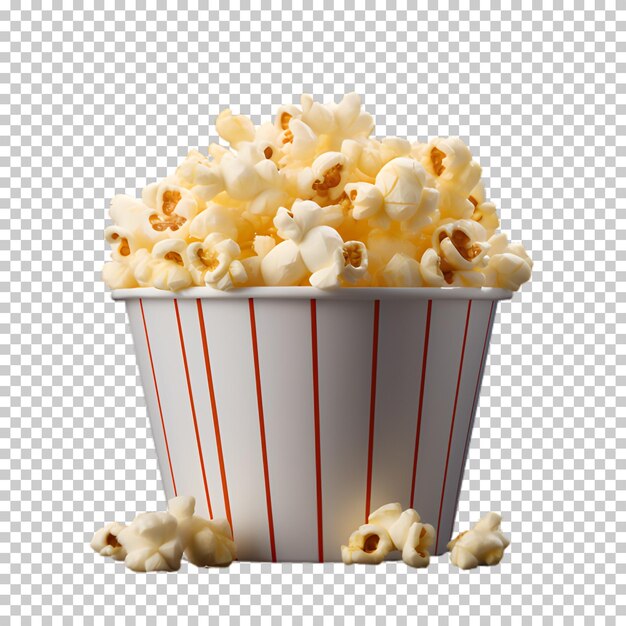 Una tazza di popcorn isolata su uno sfondo trasparente