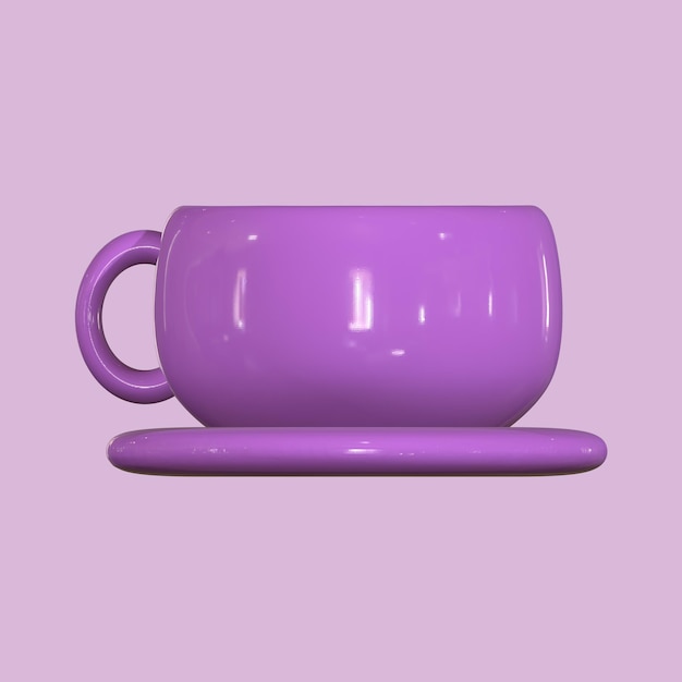 PSD tazza con piattino viola 3d