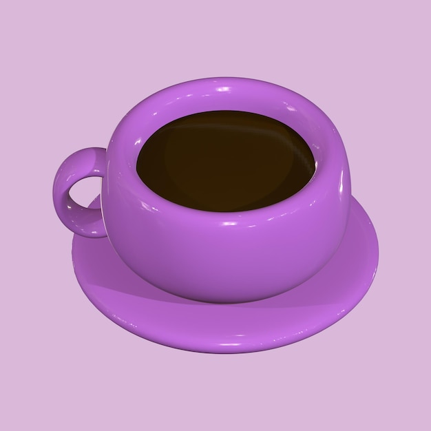 Cup and saucer purple 3d