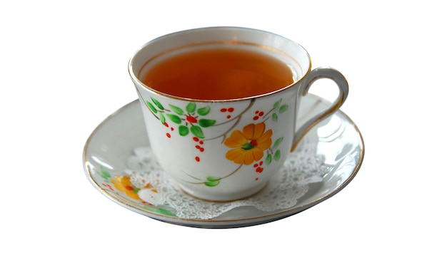 隔離された透明な背景に茶のカップ