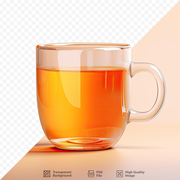 A cup of tea with a full glass of tea.