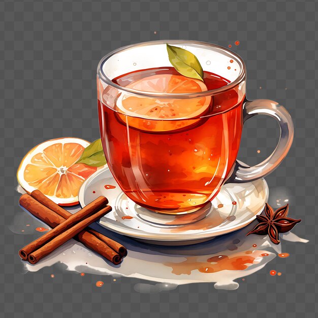 PSD a cup of tea with a lemon and a cross on it