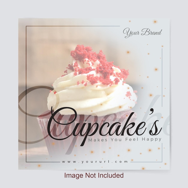 Cupcake-advertentie op sociale media post en banner