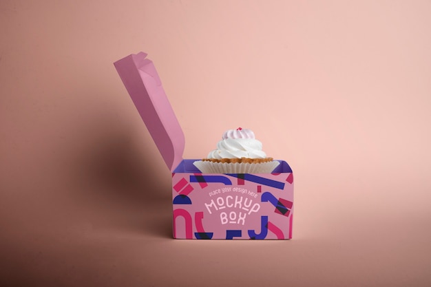 PSD cupcake  bakery packaging mockup