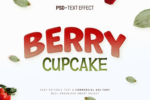 PSD cupcake cartoon foody text effect
