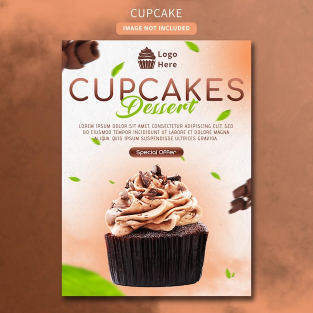 PSD cupcake dessert chocolade posterontwerp