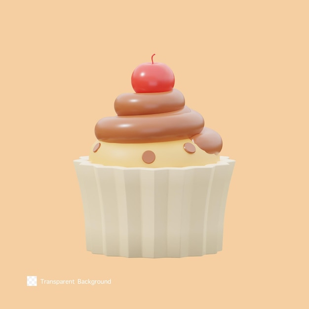 Cupcake icon 3d rendering illustration