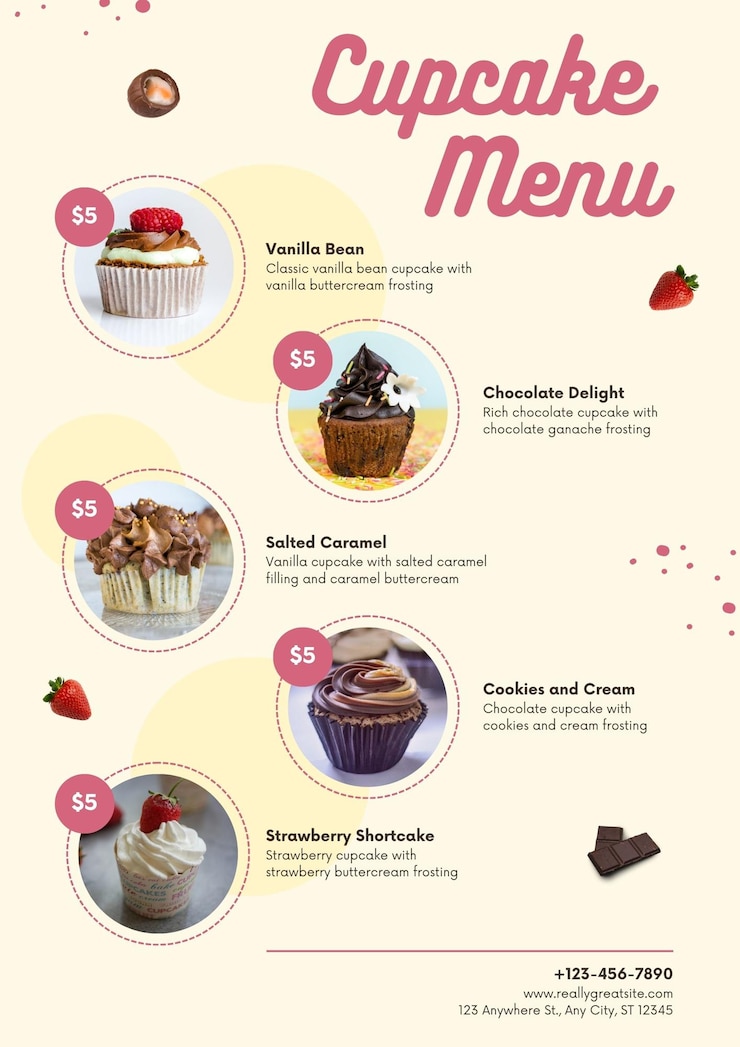 PSD cupcake menu design