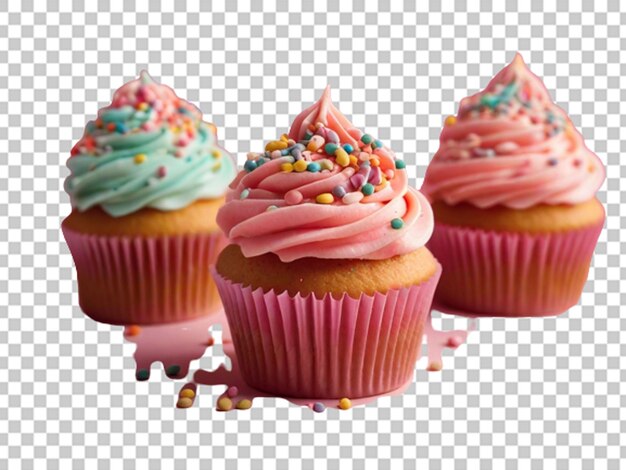 PSD cupcake met roze glazuur en kleurrijke besprenkeling