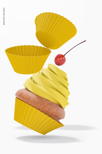 PSD cupcake met siliconen bakvormmodel, vallende