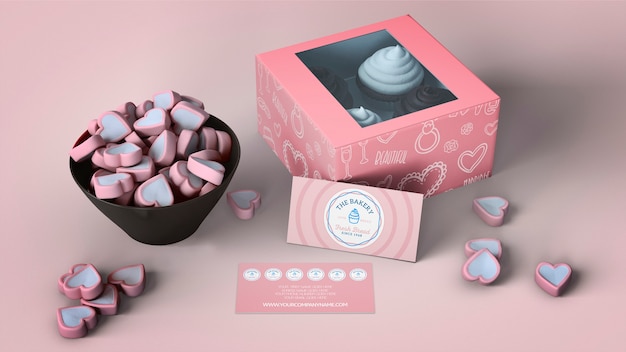 PSD packaging per cupcake e mockup di branding