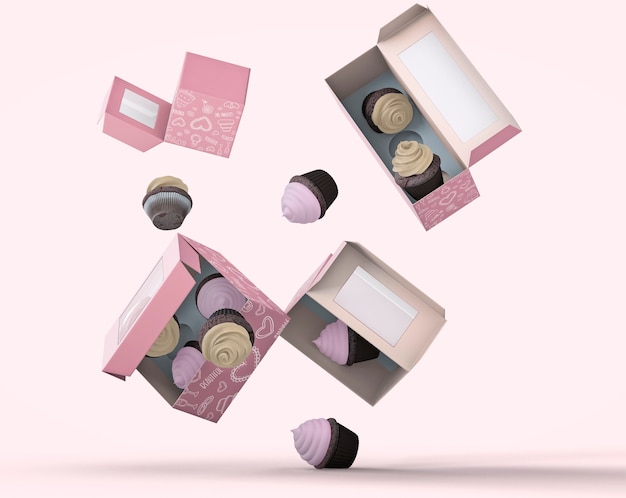 Cupcake packaging and branding mockup