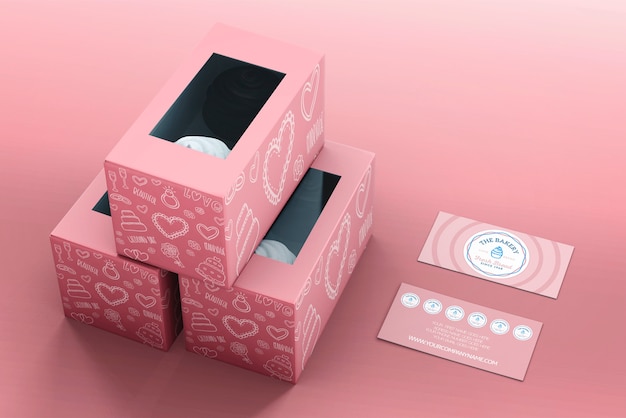 PSD packaging per cupcake e mockup di branding