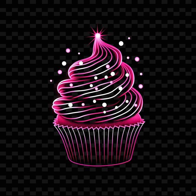 PSD cupcake sweet pink wavy neon lines sprinkle decorations twis shape y2k neon light art collections